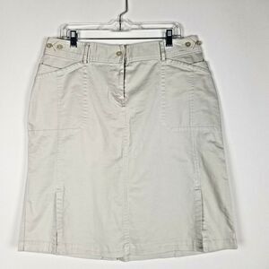 Christopher & Banks Women's Skirt Size‎ 16 Stretch Beige Career Rear Slit Short